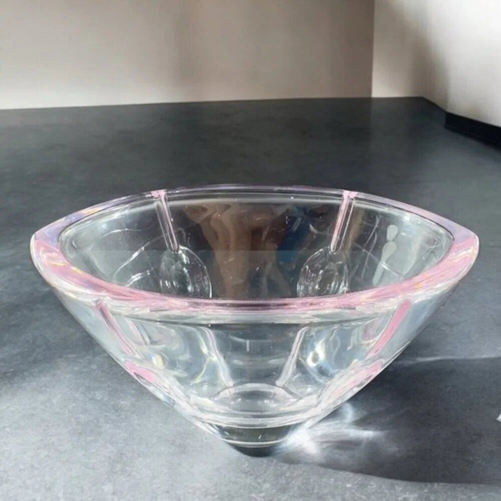 Lenox Cut Crystal Pink Tint Gift Of Knowledge Oval Dish Bowl Vintage Signed‎ VTG